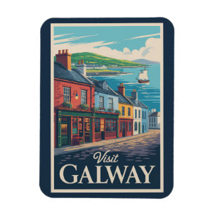 Galway Ireland Illustration Travel Art Vintage Magneet