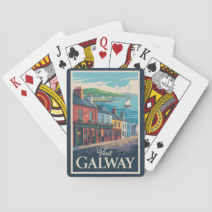 Galway Ireland Illustration Travel Art Vintage Pokerkaarten