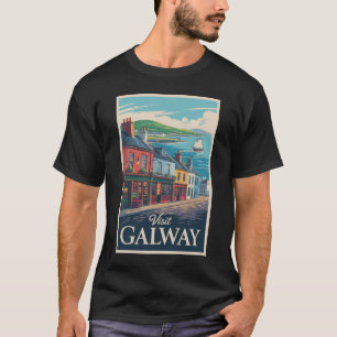 Galway Ireland Illustration Travel Art Vintage T-shirt