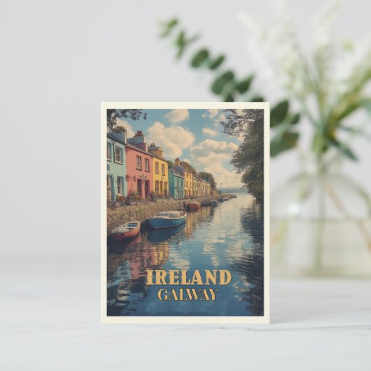 Galway Ireland Retro Irish Landmark Briefkaart (Staand voorkant)