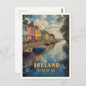 Galway Ireland Retro Irish Landmark Briefkaart (Voorkant / Achterkant)