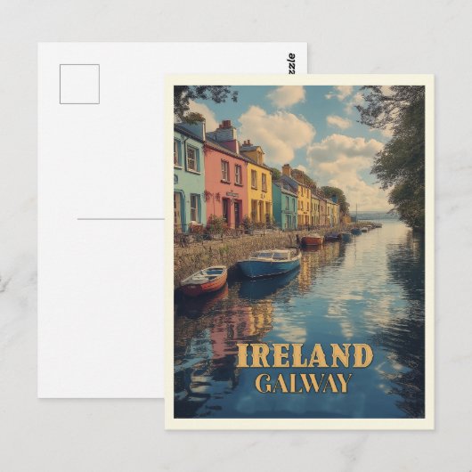 Galway Ireland Retro Irish Landmark Briefkaart (Voorkant / Achterkant)