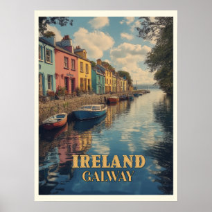 Galway Ireland Retro Irish Landmark Poster