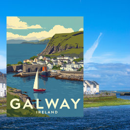 Galway Ireland Retro Travel Art Briefkaart