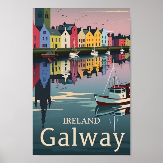 Galway Ireland Vintage Famous Travel Place Poster (Voorkant)