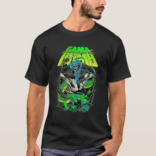 Gama Bomb Skull Ninja Legends Ride a Tired Dragon T-shirt (Voorkant)