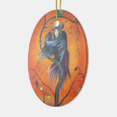 Gamaun de profetische vogel met gevlekte veren keramisch ornament (Links)