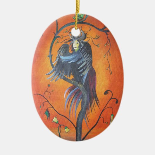 Gamaun de profetische vogel met gevlekte veren keramisch ornament (Voorkant)