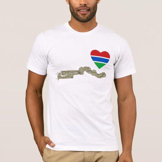 Gambia Flag Heart en Map T-Shirt (Voorkant)