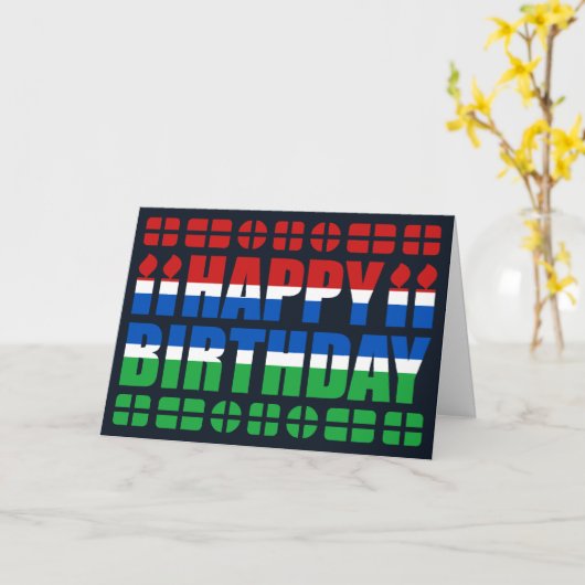 Gambia Flag Verjaardag Kaart (Gele Bloem)