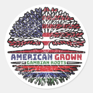 Gambia Gambian US American USA United States Tree Ronde Sticker