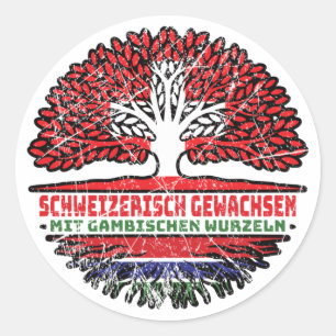 Gambia Gambisch Schweizer Schweiz Baum Wurzel Ronde Sticker