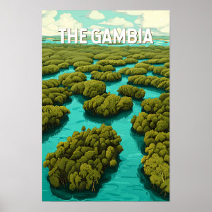 Gambia Illustratie Reis Kunst Vintage Poster