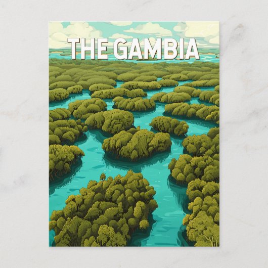 Gambia Illustration Travel Art Vintage Briefkaart (Voorkant)