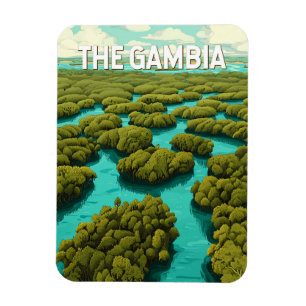 Gambia Illustration Travel Art Vintage Magneet