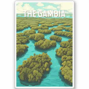 Gambia Illustration Travel Art Vintage Sticker