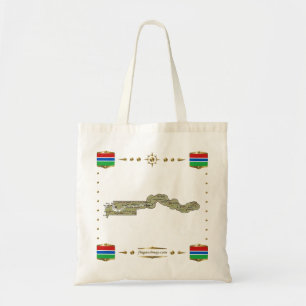 Gambia Map + Flags Bag Tote Bag