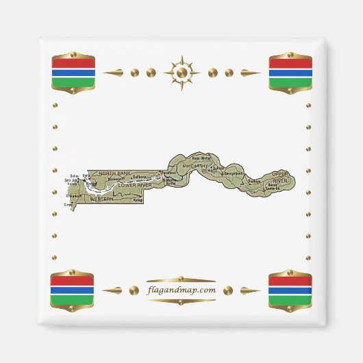 Gambia Map + Flags Magnet (Voorkant)