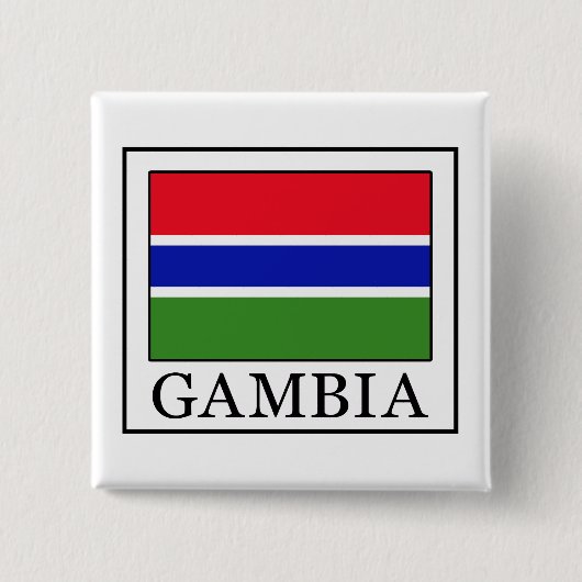 Gambia Vierkante Button 5,1 Cm (Voorkant)