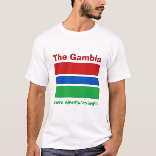 Gambia Vlag + Kaart + Tekst T-Shirt (Voorkant)