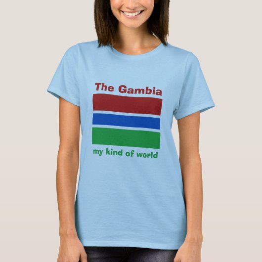 Gambia Vlag + Kaart + Tekst T-Shirt (Voorkant)