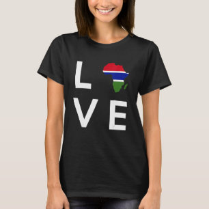 Gambia Vlag Liefde Afrika Continent Silhouet voor T-shirt