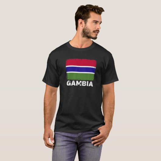 Gambia vlag ondersteunt Gambiaans volk Vrouwen Man T-shirt (Voorkant volledig)