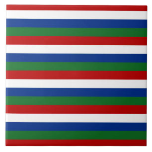 Gambia Vlag Strepen Land Patroon Symbool Rood Grij Tegeltje