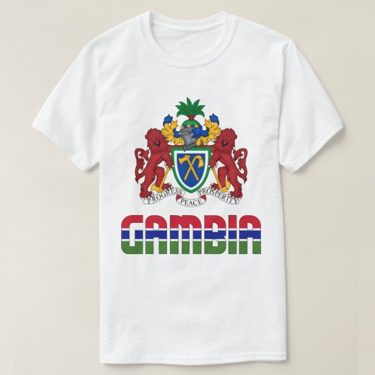 Gambiaanse vlag en wapenschild t-shirt (Design voorkant)