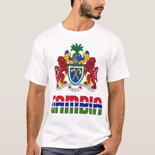 Gambiaanse vlag en wapenschild t-shirt (Voorkant)