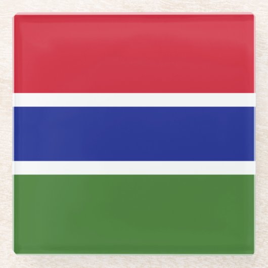 Gambiaanse vlag glazen onderzetter (Voorkant)