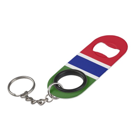 Gambiaanse vlag mini flessenopener (Voorkant Gekanteld)