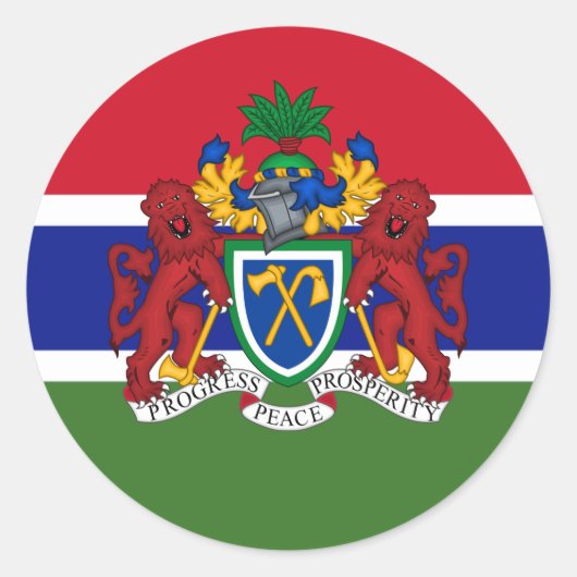 Gambiaanse vlag & wapen, Vlag van Gambia Ronde Sticker (Voorkant)