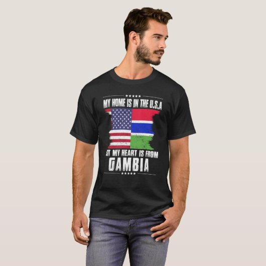 Gambian American Patriot Grown Proud Home Heart US T-shirt (Voorkant volledig)