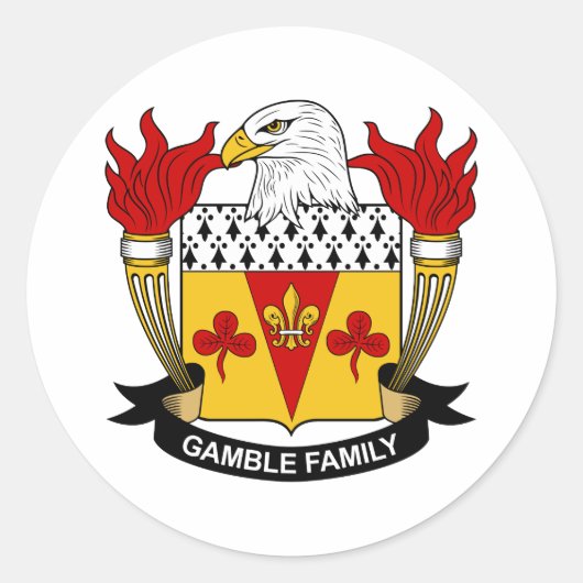Gamble Family Crest Ronde Sticker (Voorkant)