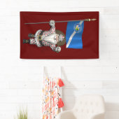Gambler Santa Claus met vlag van Las Vegas Spandoek (Insitu)