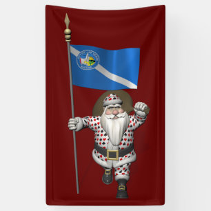 Gambler Santa Claus met vlag van Las Vegas Spandoek