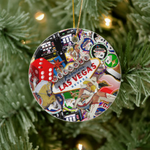 Gamblers Delight - Las Vegas Iconen Achtergrond Keramisch Ornament