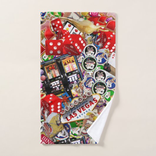 Gamblers Delight - Las Vegas Icons Collage Bad Handdoek (Handdoek)