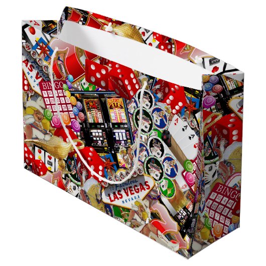Gamblers Delight - Las Vegas Pictogrammen Achtergr Groot Cadeauzakje (Achterkant Gekanteld)