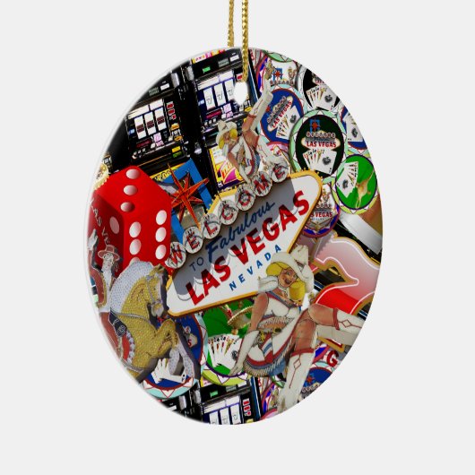 Gamblers Delight - Las Vegas Pictogrammen Achtergr Keramisch Ornament (Rechts)