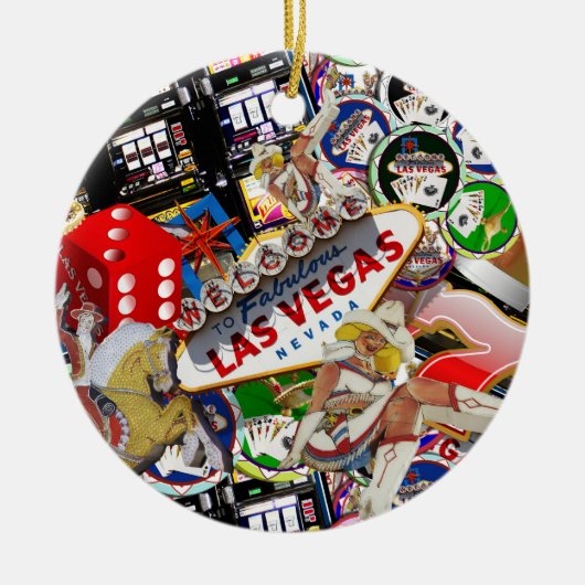 Gamblers Delight - Las Vegas Pictogrammen Achtergr Keramisch Ornament (Voorkant)