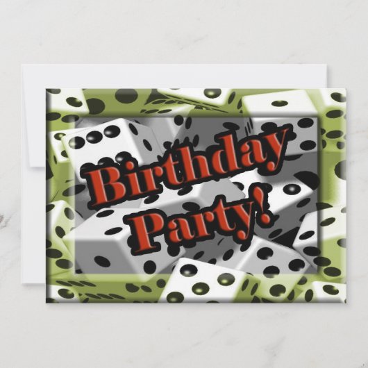 Gamblers Dice Birthday Party Invitation Kaart (Voorkant)