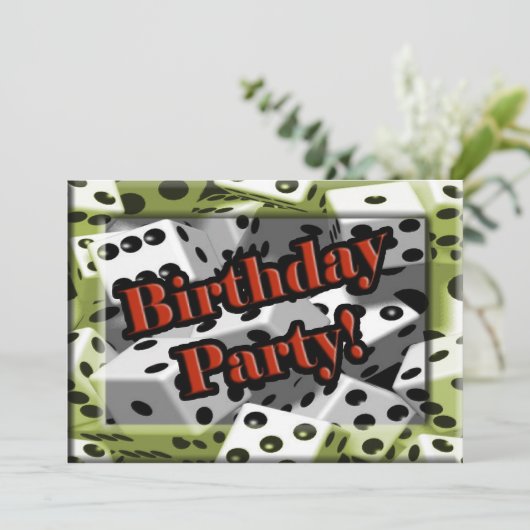 Gamblers Dice Birthday Party Invitation Kaart (Staand voorkant)