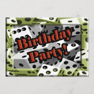 Gamblers Dice Birthday Party Invitation Kaart