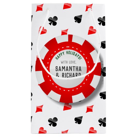 Gambler's kerstmonogrammed Poker Chip Klein Cadeauzakje (Achterkant)