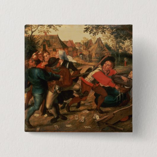 Gamblers Quarreling Vierkante Button 5,1 Cm (Voorkant)