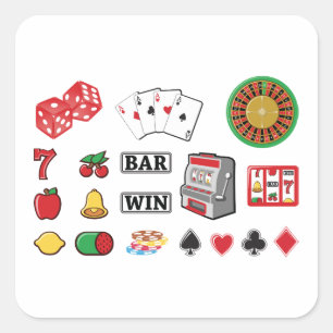 Gambling Elements Casino Games Vierkante Sticker
