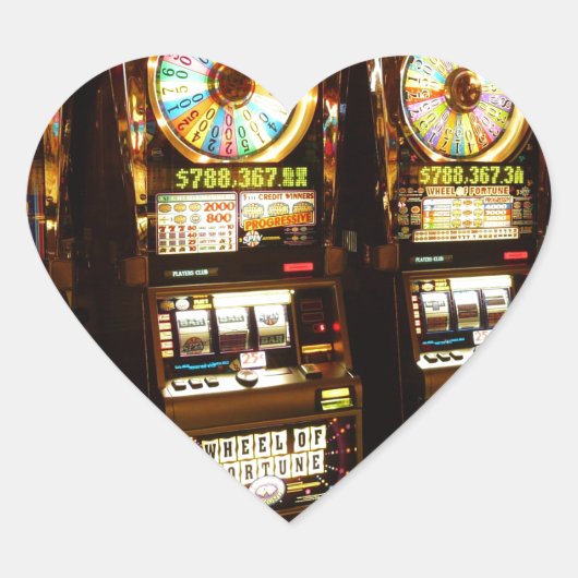 Gambling Machine One Armed Bandit Money Las Vegas Hart Sticker (Voorkant)