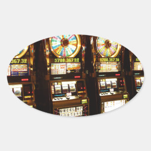 Gambling Machine One Armed Bandit Money Las Vegas Ovale Sticker